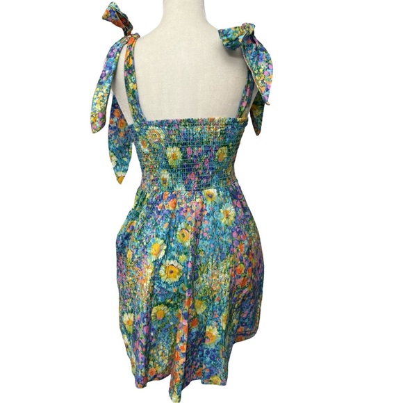 Show Me Your Mumu Claire Mini Dress Painterly Petals Print Small Resortwear Boho - Picture 4 of 13